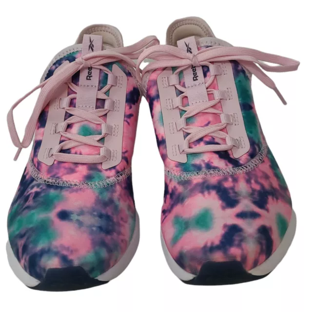 Reebok Womens Daily Fit Sneakers Walking Shoes Multicolor Tie Dye Lace Up 7.5 2