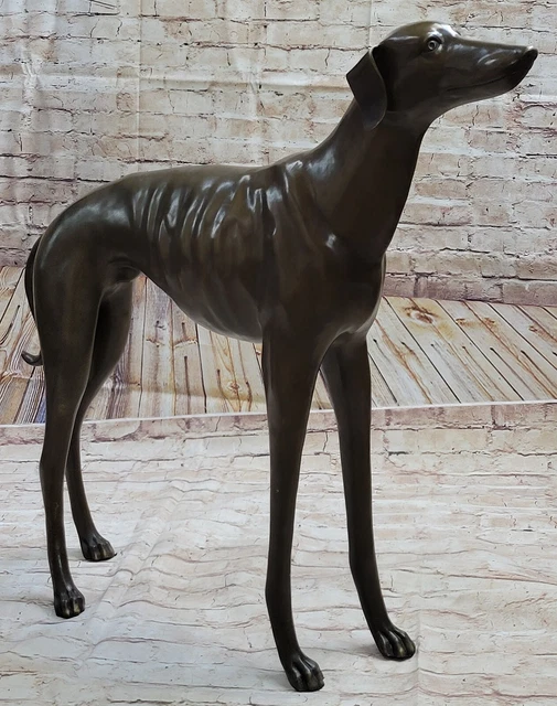 Vtg Brass Bronze Whippet Greyhound Dog Statue Sculpture Mid-Century Art Deco 36"