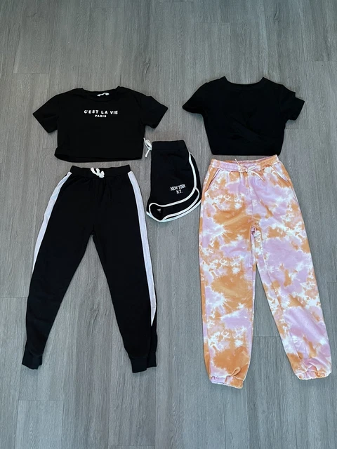 Pacchetto abiti per ragazze SHEIN 9 ANNI - 2 jogger / 2 top raccolti / pantaloncini