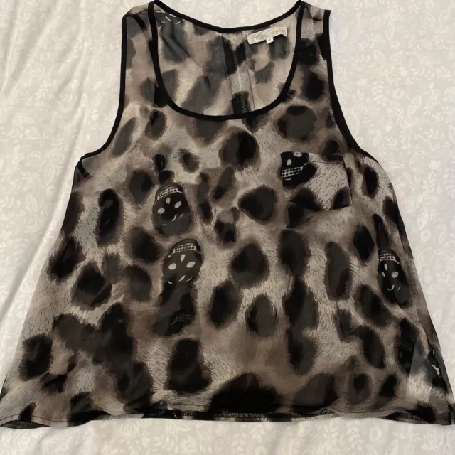 Cameo Rose Sheer Cami Top Skull Print size 10