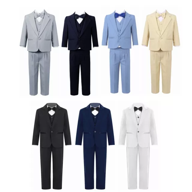 Boy Classic Formal Suit Tuxedo Blazer Dress Shirt Vest Pant Wedding Party Outfit