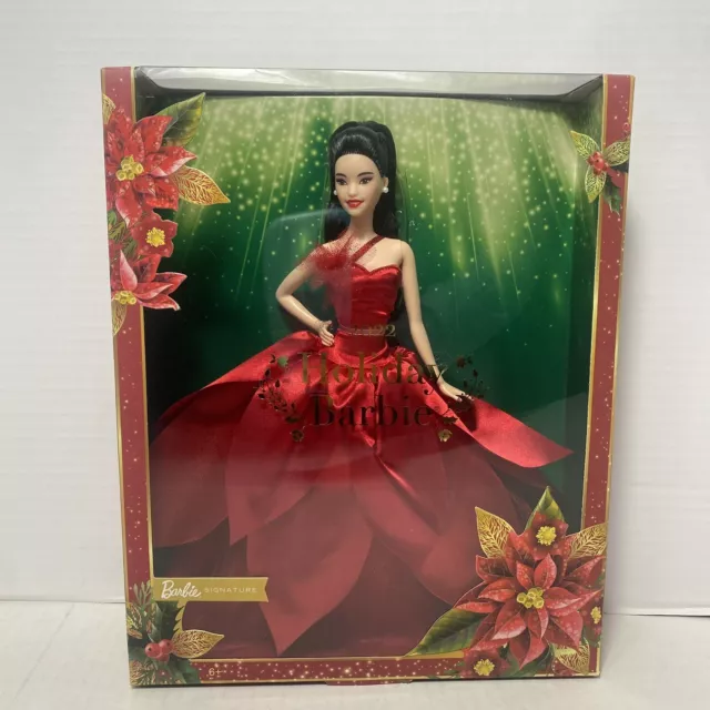 Mattel Signature 2022 Holiday Barbie Doll Asian Black Hair New Ships Fast