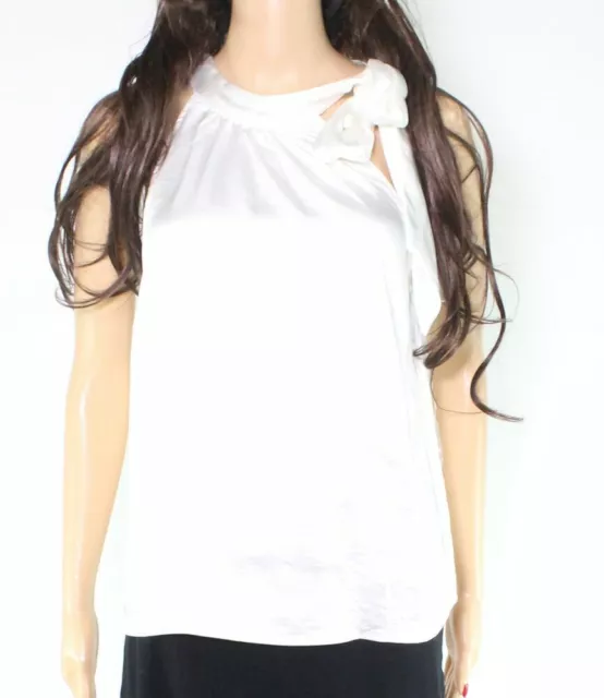 INC International Concepts Satin Bow To Womens Top White Size S MSRP $60