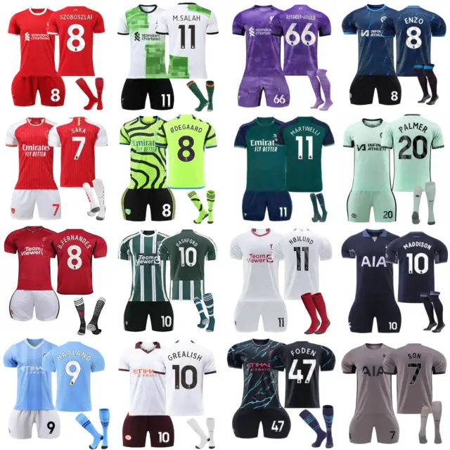 23/24 Kids Full Football Full Kits 2023/24 Boys Strip Kid Kit Shorts Shirt+Socks