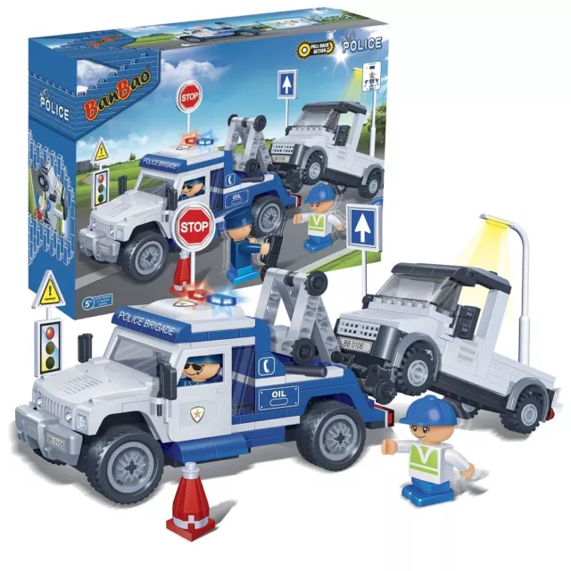 Kinder Geschenk Konstruktion Spielzeug Bausteine Polizei Abschleppfahrzeug 8345
