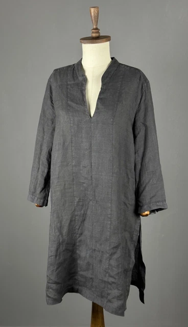 Vintage ELEMENTE CLEMENTE Black Washed Bamboo Long Sleeve Dress Size 3
