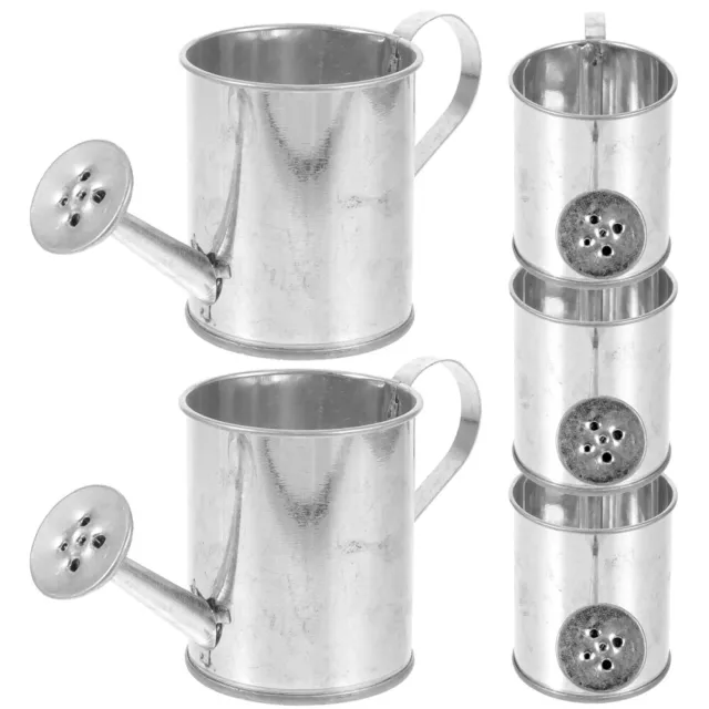 5 Pcs Mini Watering Can House Galvanized Spout Sprinkler Tin Vintage Decorate