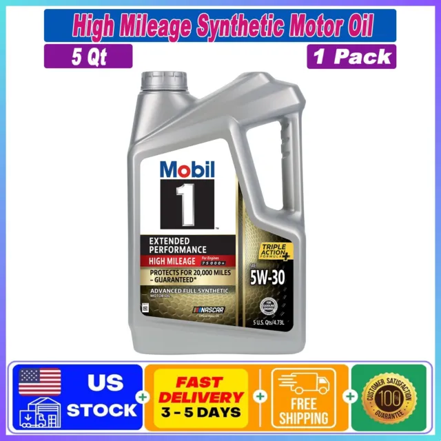 🔥 MOBIL 1 Extended Performance High Mileage Synthetic Motor Oil 5W-30 5 qt 🔥