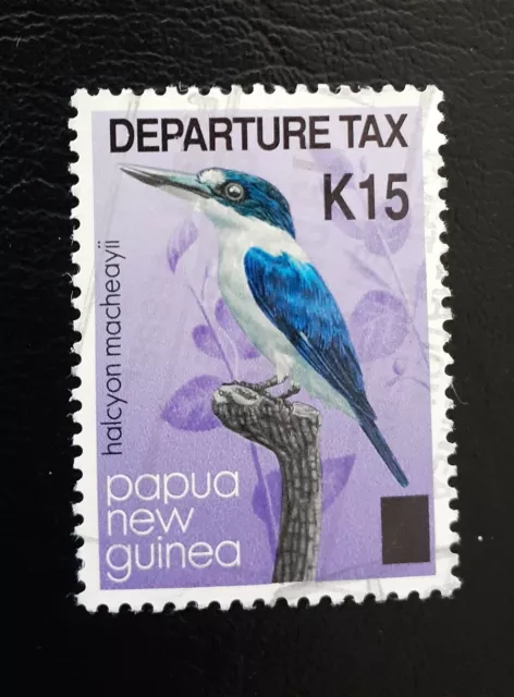 PNG K15 departure tax overprint Stamp PNG 7c Halcyon Macheayii bird, RARE