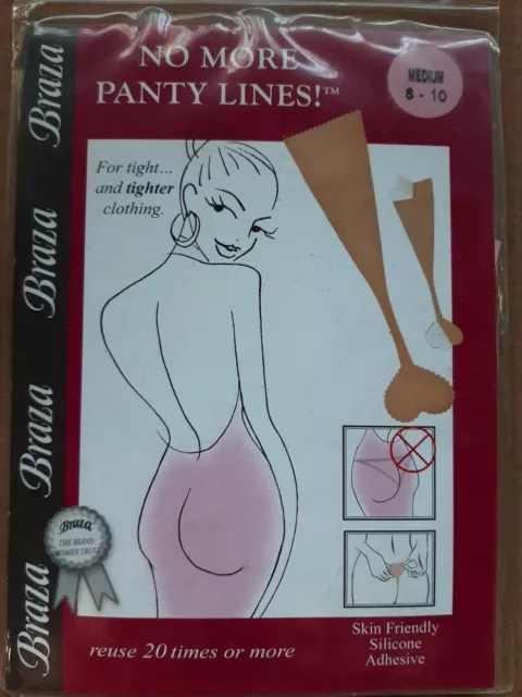 Braza No More Panty Lines Adhesive Strapless Panties G-String Thong Black Med