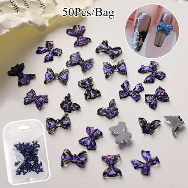 50 PIEZAS 3D Resina Lazo Uñas Pedrería Uñas Joyería Hágalo usted mismo Decoración Cinta Mantequilla ❤