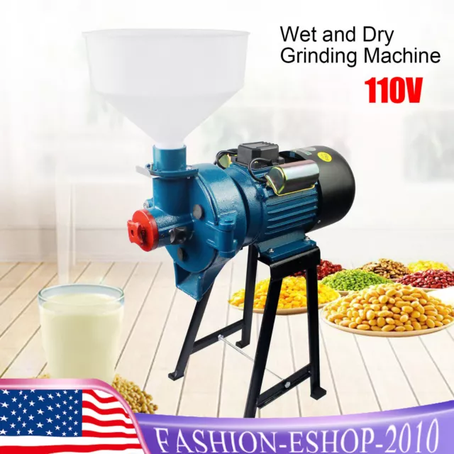 Wet &Dry Electric Grinder Feed Mill Grain Crusher Corn Cereal Pulverizer Machine