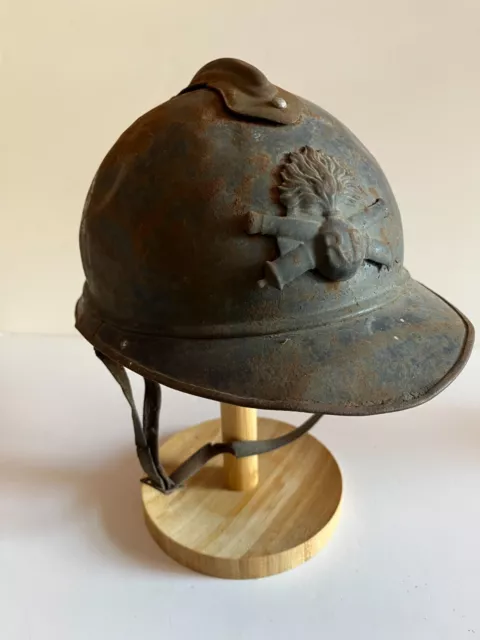 WW1 French Adrian Steel Helmet with Loner and Chinstrap