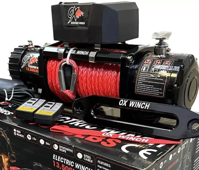 OX ELECTRIC WINCH 12v 13500lbs SYNTHETIC CARBON SERIES HEAVY DUTY - UK STOCK