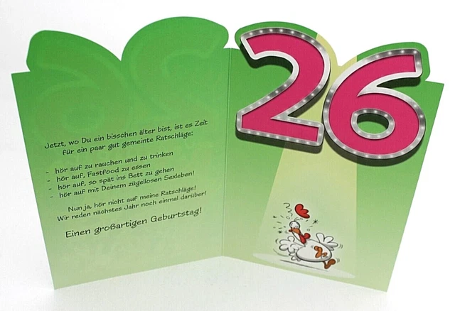 LUSTIGE GEBURTSTAGSKARTE 26 Jahre Karte Geburtstag witzige