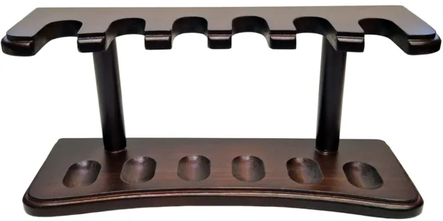 Wooden Pipe Rack / Stand For Six Pipes - Walnut Finish (PR6A)