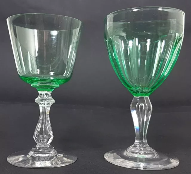 2 Fuß-Becher/ Südweingläser, Glas/ Kristallglas, Val St. Lambert, um 1900 AL355