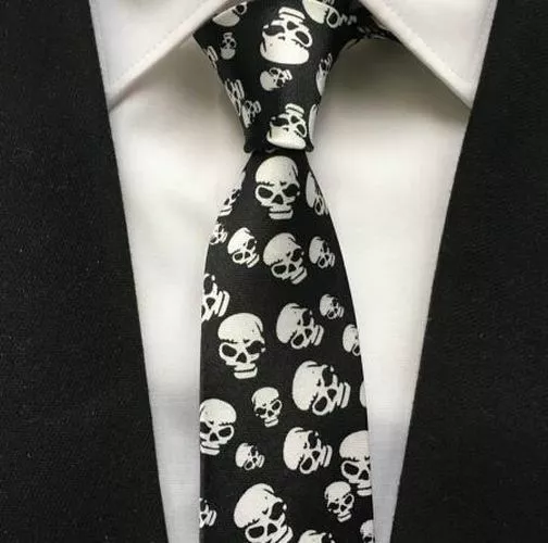 Skull Tie Black Necktie Halloween Neck Skulls Men Fashion Adjustable Mens Bow