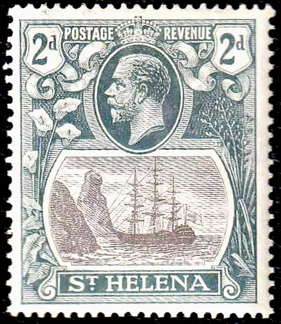 ST HELENA GEORGE V 1922-37 SG 100a 2d GREY & SLATE BROKEN MAST ERROR SUPERB MINT