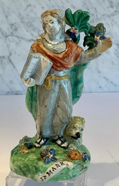 Early Pearlware Staffordshire Walton Titled Saint Mark Lion 19th C