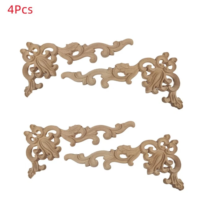 Wooden Carved Corner Decal,Decor European Style Onlay Applique Right Angle