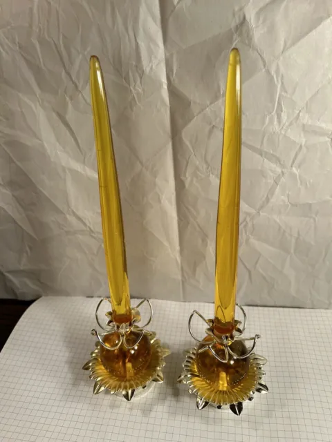 vintage lucite candles Retro Yellow Candle Holders