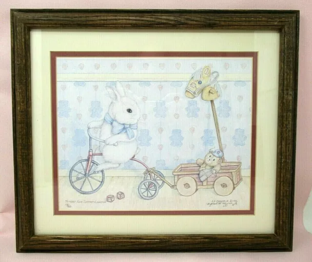 Bunny Nursery Print Baby Room Signed Numbered Tattered Bear Co Mazzuca Framed