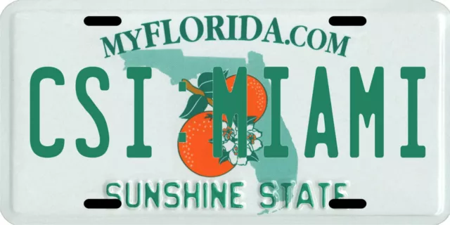 CSI: MIAMI TV show Florida aluminum License Plate