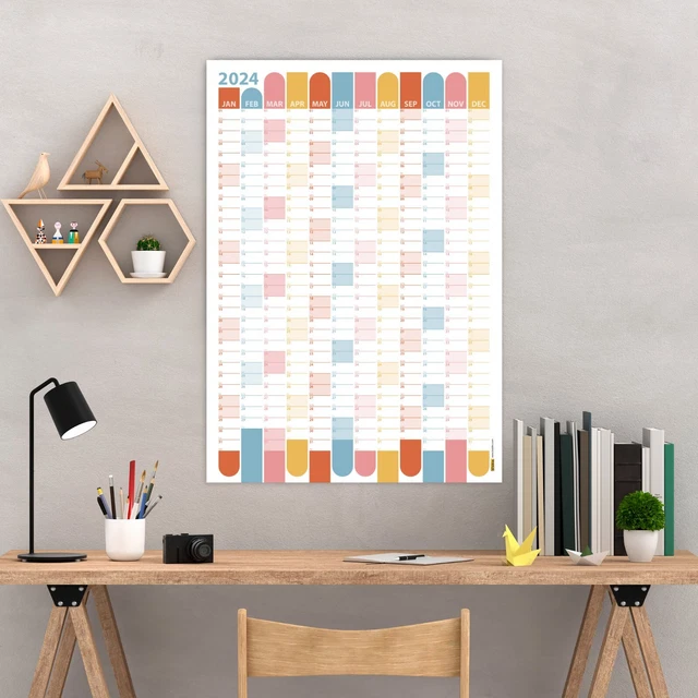 2024 WALL CALENDAR, Wall Planner, Family Calendar, Minimalist Colorful
