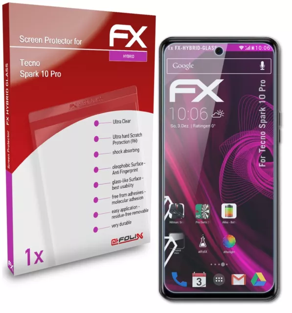 atFoliX Glasfolie für Tecno Spark 10 Pro Panzerfolie 9H Schutzpanzer