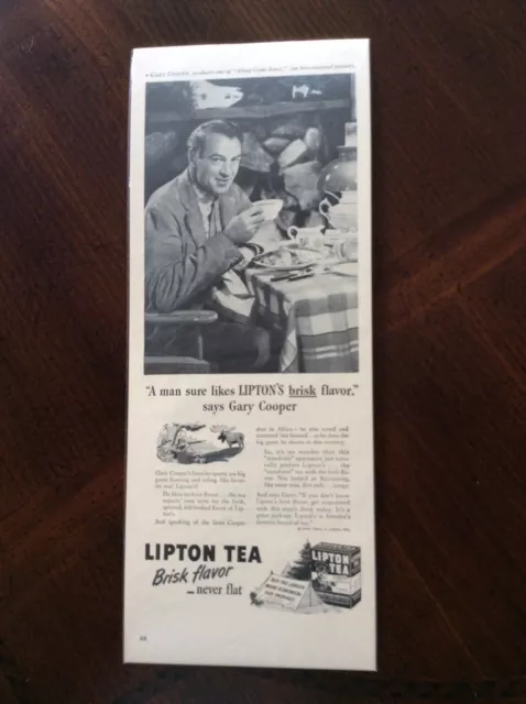 1945 vintage magazine ad Lipton Tea Gary Cooper original nice