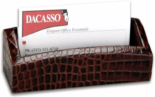 Dacasso Brown Crocodile Embossed Leather Business Card Holder New