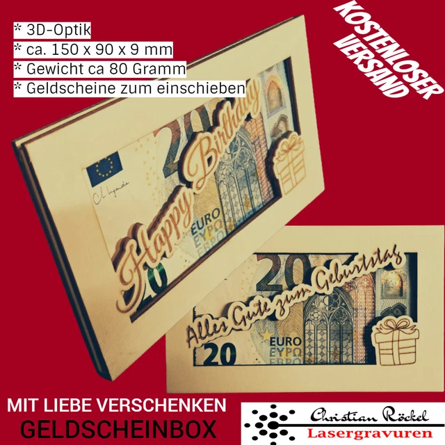GELDGESCHENK FREUDE GESCHENK Geburtstag Happy Birthday Geldbox Moneybox
