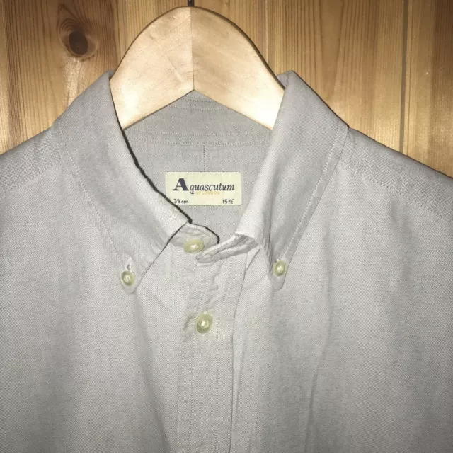 Aquascutum Stone light grey Long Sleeve Fine Cotton Shirt Size Collar 15.5 large