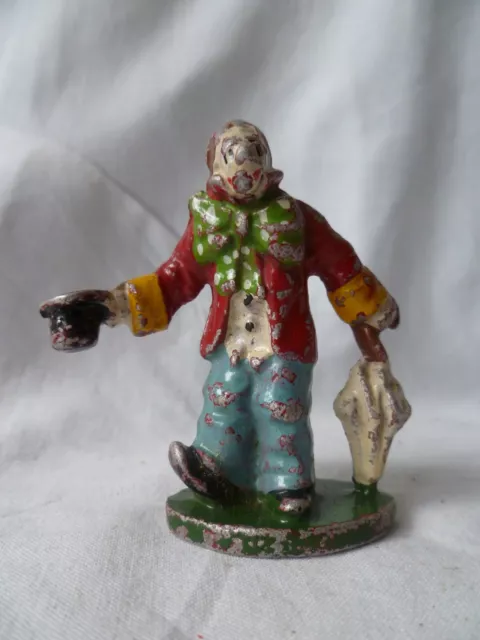 Charbens Hand Painted Die Cast Circus Clown Figure with Umbrella