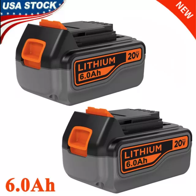 1-2Pack 20V Lithium-ion Battery for BLACK+DECKER 20 Volt LBXR20 LBX20 LB20 6.0Ah