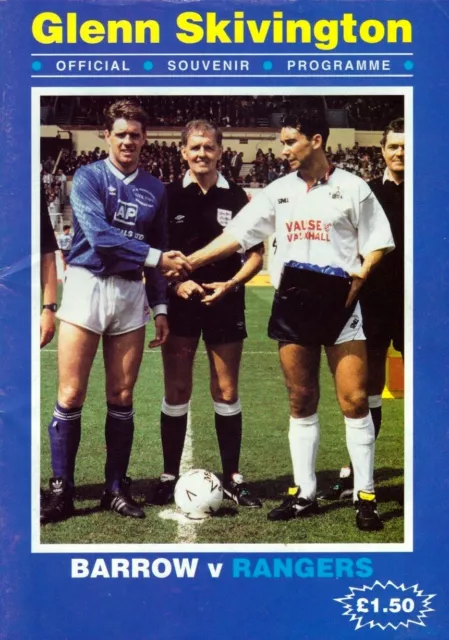 Barrow v Rangers Glenn Skivington Testimonial  (23/03/94) VG condition