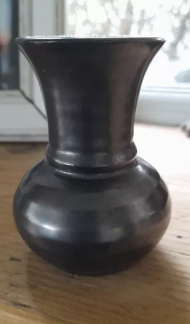 Prinknash Pottery Small Hand Made vintage vase with Pewter glaze