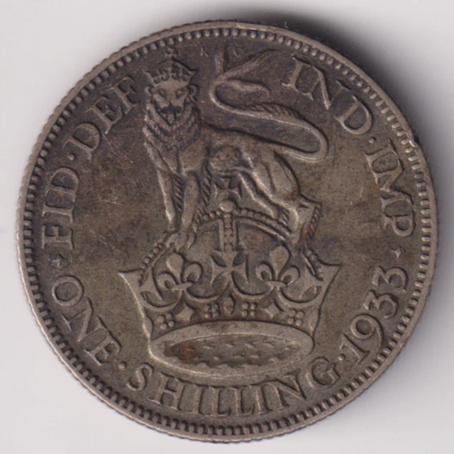 Great Britain 1933 King George V One Shilling Rare Silver Coin