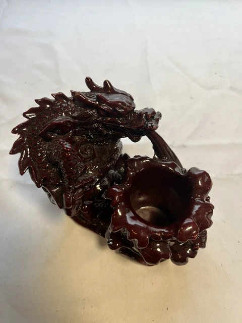 Vintage Resin Dragon Candle, Pen Holder or Ashtray