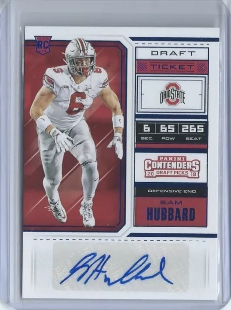 2018 Panini Contenders Draft Picks Sam Hubbard Rookie Ticket Auto Blue Foil SP