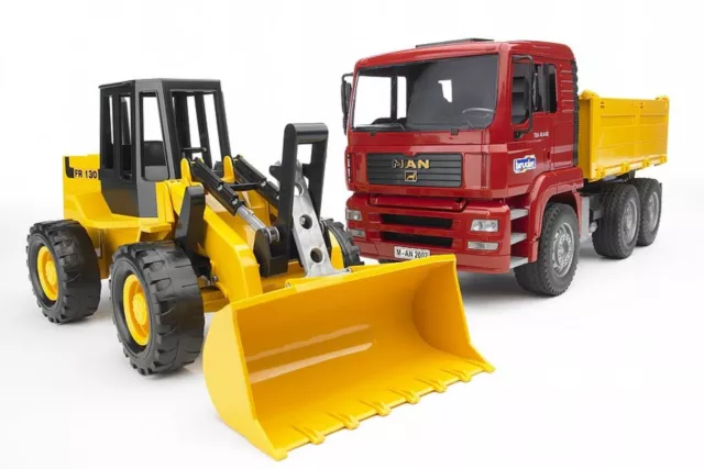Bruder MAN TGA Kipplastwagen und Gelenkradlader FR130 Modell-Spielzeug Baustelle