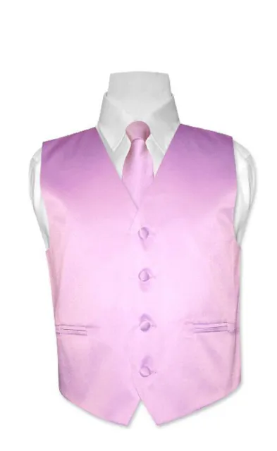 Boy's LIGHT PURPLE Dress Vest Boys Necktie Tie Size 14