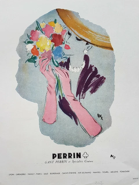GANT PERRIN d'après BOSC  PUBLICITE gloves - AD 1948  Réf : 60