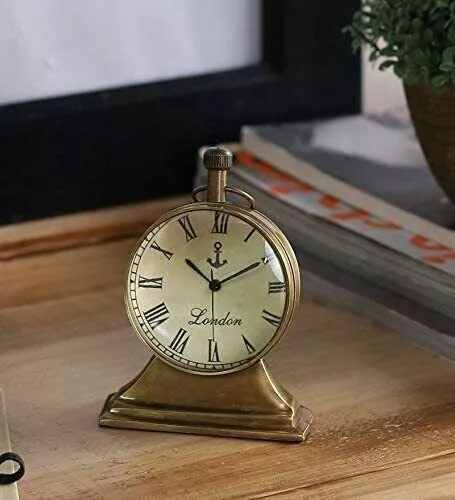 Vintage Reloj Trofeo Soporte Romano Número Escritorio / Náutico Mesa para