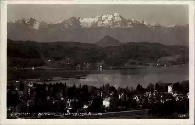 Pörtschach am Wörthersee Kärnten Postkarte 1930 gelaufen Totale mit Mittagskogel