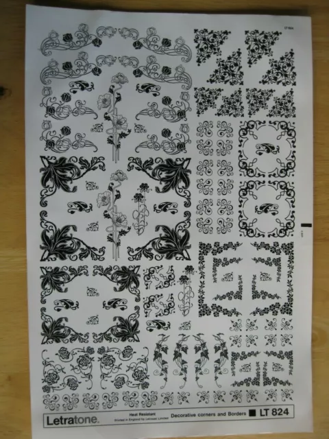 .1 x Letraset  Letratone Decorative Corners and Borders Sheet LT 824 <