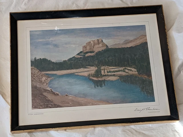 1953 Dwight Eisenhower Natale Bianco Casa Regalo Stampa con Cornice Montante