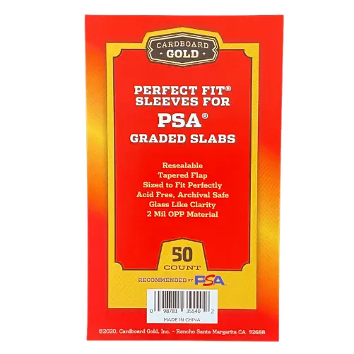 Pack of 50 Cardboard Gold Perfect Fit Graded Card Sleeves for PSA Slabs