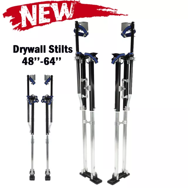 48"-64" Drywall Stilts Painters Walking Taping Finishing Adjustable Tools Black